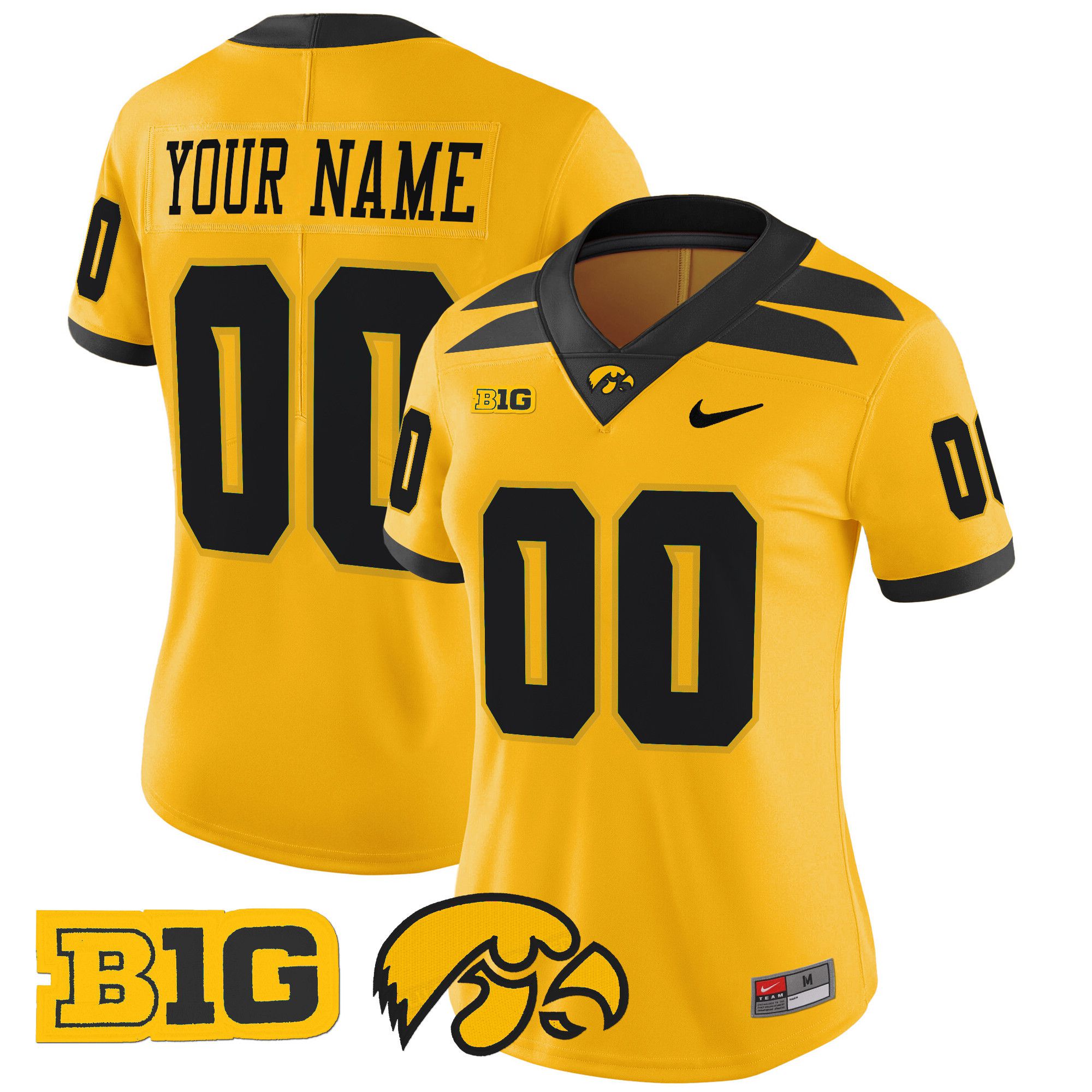 Women Iowa Hawkeyes Yellow Nike 2024 Vapor Limited Custom NCAA Jersey style 1->customized ncaa jersey->Custom Jersey